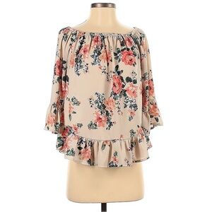 Hype Half Sleeve Ruffled Floral Boho Blouse l SIZE M